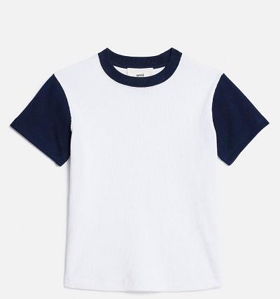 Ami Paris Bicolor Ami de Cœur T Shirts White / Navy | ami_US244