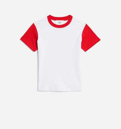 Ami Paris Bicolor Ami de Cœur T Shirts White | ami_US436