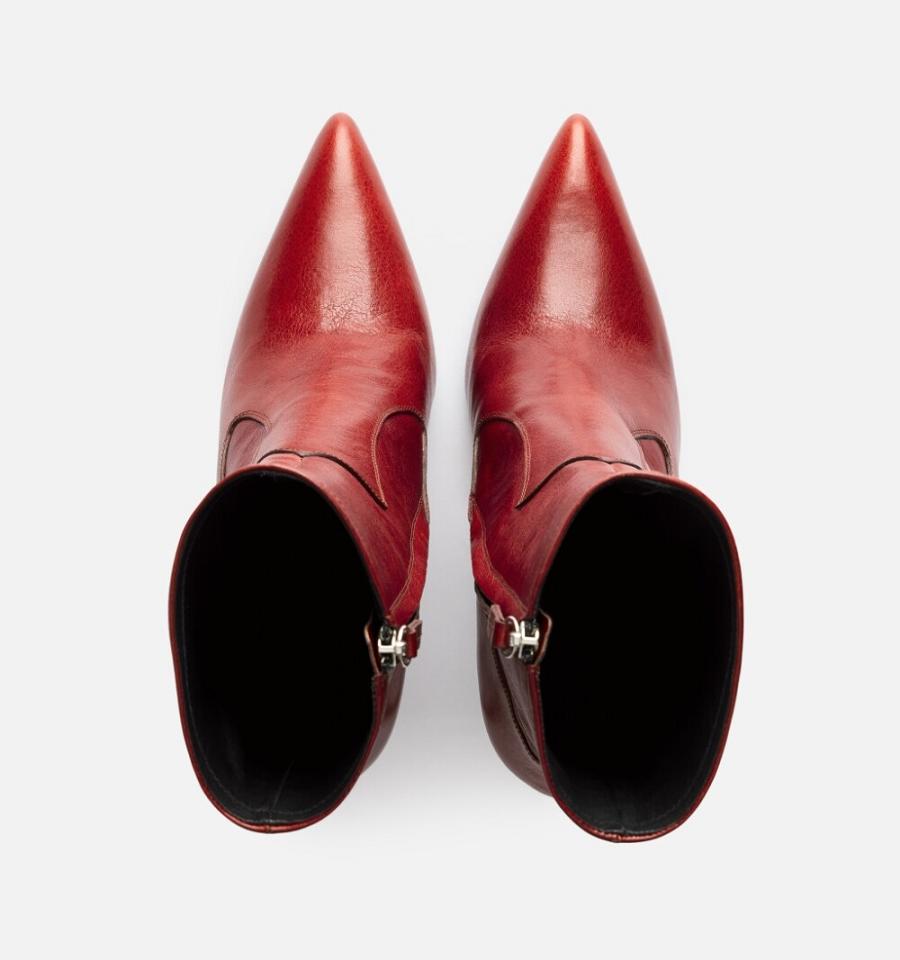 Ami Paris 9 Cm Heel Boots Red | ami_US404