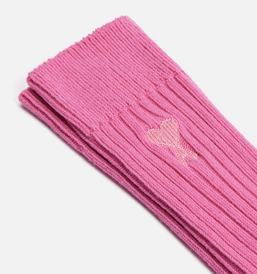 Ami Paris Ami De Coeur Plain Socks Pink | ami_US518