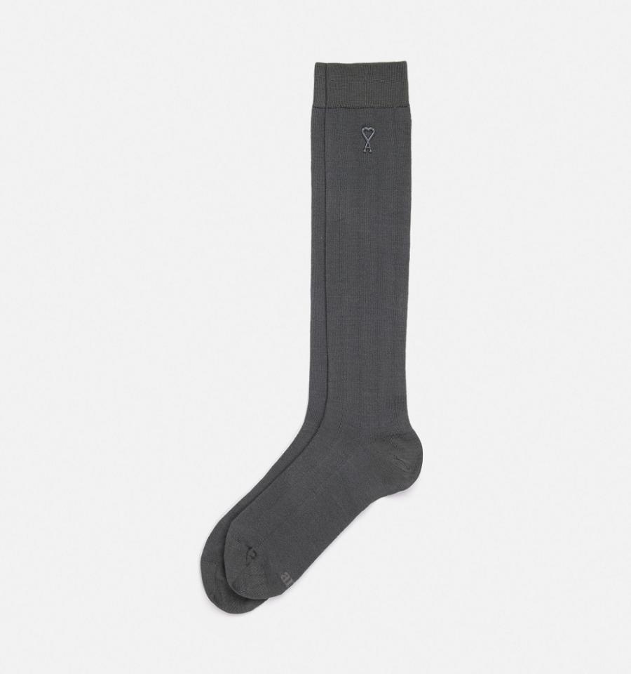 Ami Paris Ami Socks In Silk Socks Grey | ami_US383