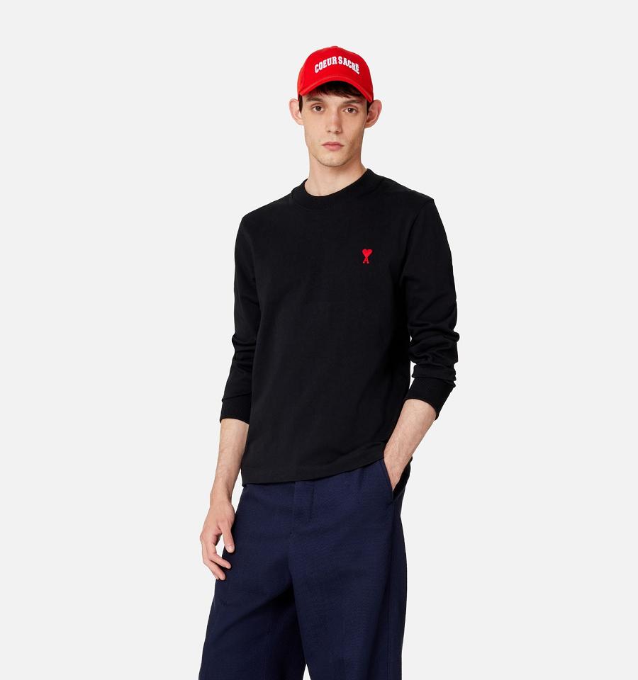 Ami Paris Ami de Coeur Long Sleeves T Shirts Black | ami_US256