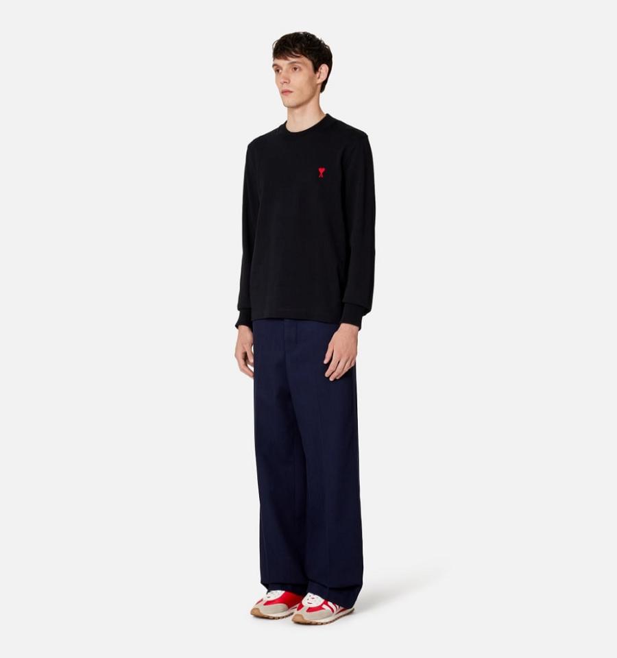 Ami Paris Ami de Coeur Long Sleeves T Shirts Black | ami_US256