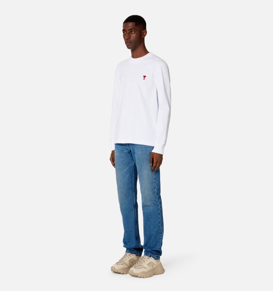 Ami Paris Ami de Coeur Long Sleeves T Shirts White | ami_US468