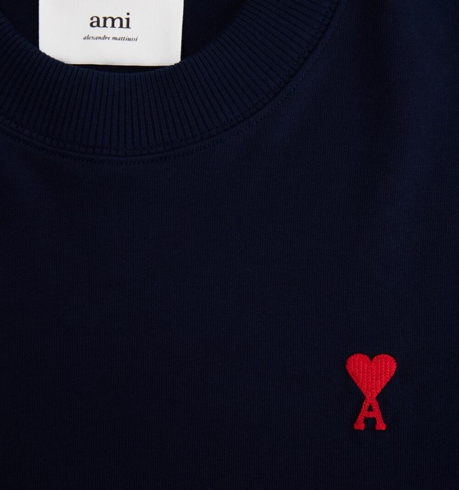 Ami Paris Ami de Coeur Long Sleeves T Shirts Navy | ami_US585