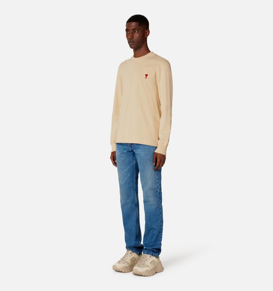 Ami Paris Ami de Coeur Long Sleeves T Shirts Khaki | ami_US606