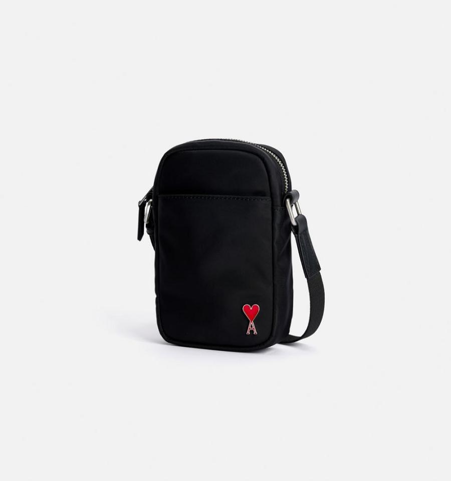 Ami Paris Ami de Coeur Phone Pouch Bags Black | ami_US464