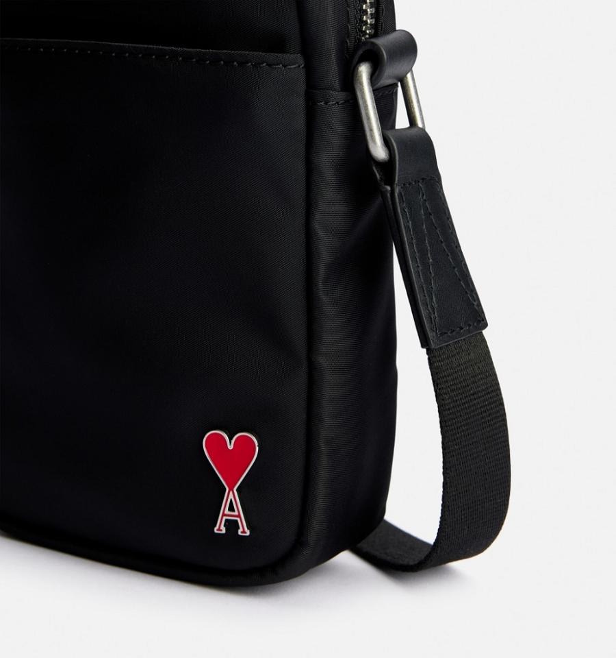Ami Paris Ami de Coeur Phone Pouch Bags Black | ami_US464