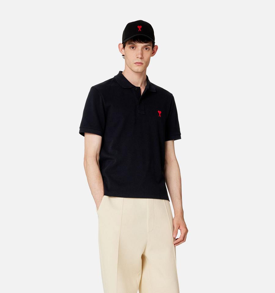 Ami Paris Ami de Coeur Polo Polo Shirts Black | ami_US320