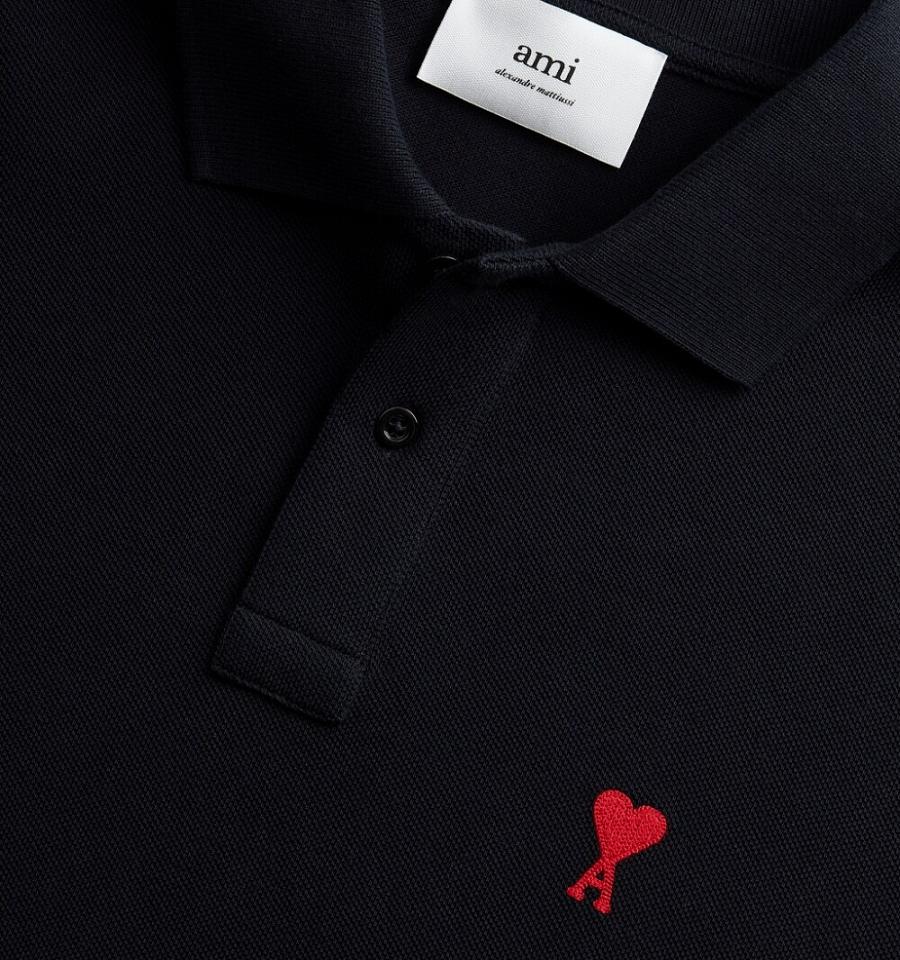 Ami Paris Ami de Coeur Polo Polo Shirts Black | ami_US320