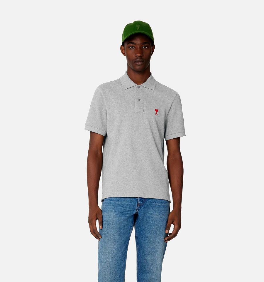 Ami Paris Ami de Coeur Polo Polo Shirts Grey | ami_US371