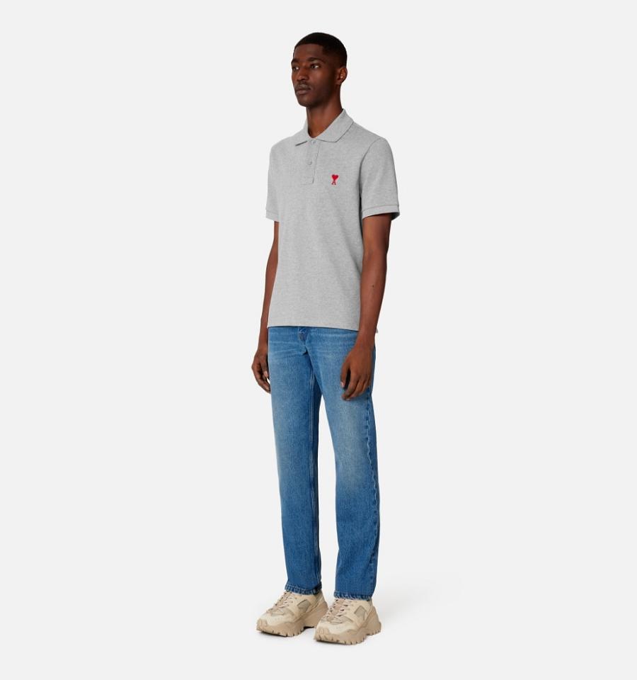 Ami Paris Ami de Coeur Polo Polo Shirts Grey | ami_US371