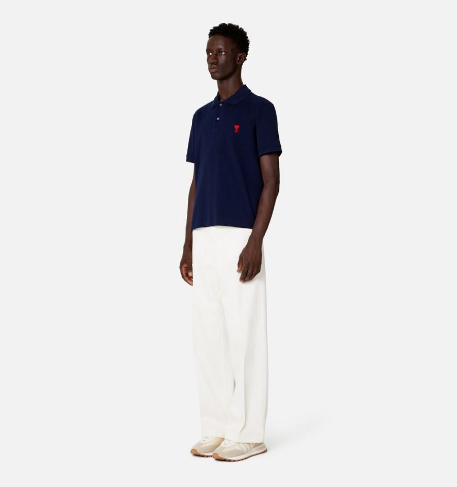 Ami Paris Ami de Coeur Polo Polo Shirts Navy | ami_US457