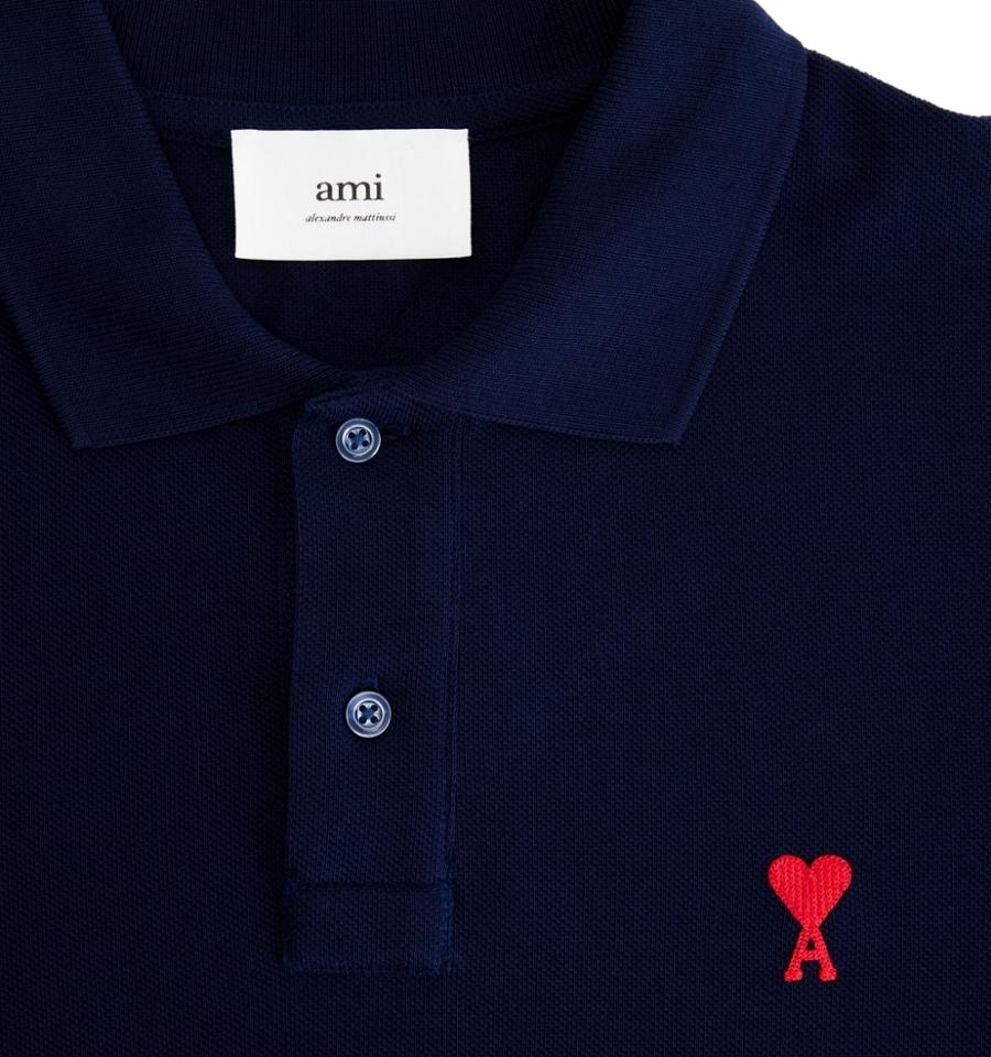Ami Paris Ami de Coeur Polo Polo Shirts Navy | ami_US457