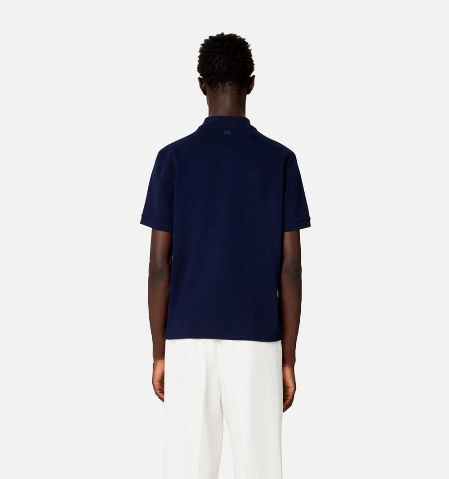 Ami Paris Ami de Coeur Polo Polo Shirts Navy | ami_US457