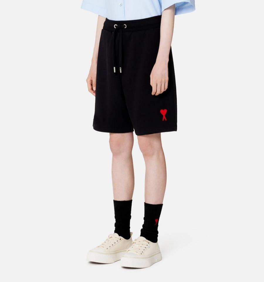 Ami Paris Ami de Coeur Shorts Black | ami_US538