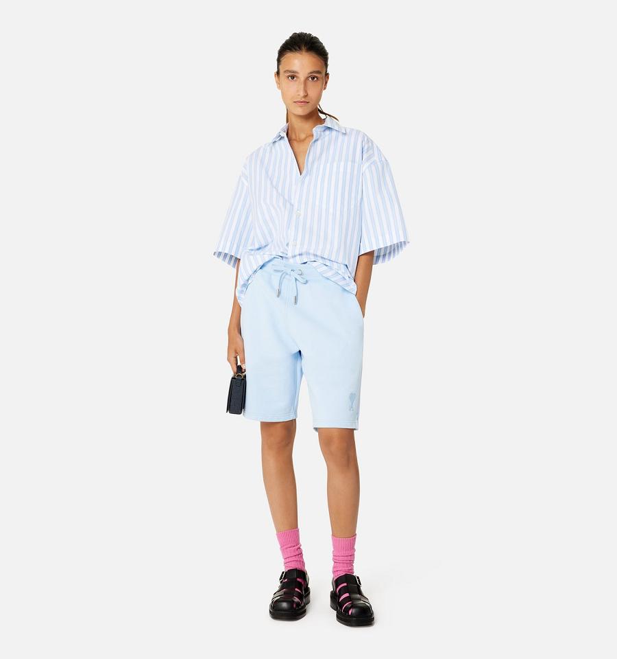 Ami Paris Ami de Coeur Shorts Blue | ami_US412