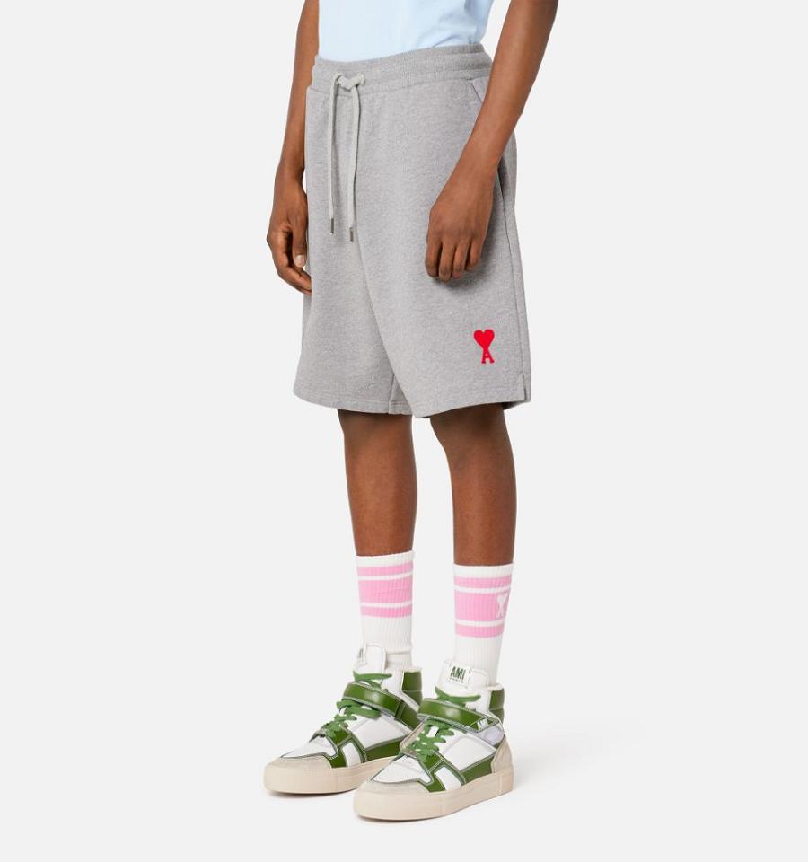 Ami Paris Ami de Coeur Shorts Grey | ami_US108