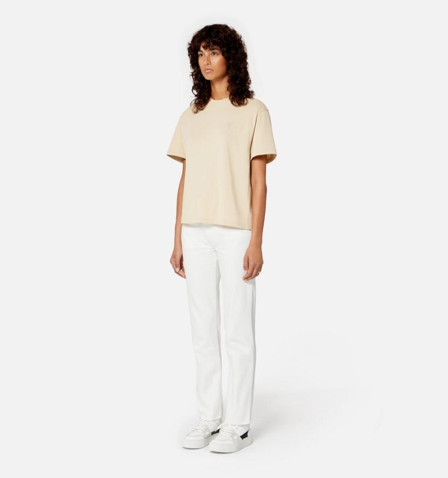 Ami Paris Ami de Coeur T Shirts Beige | ami_US186