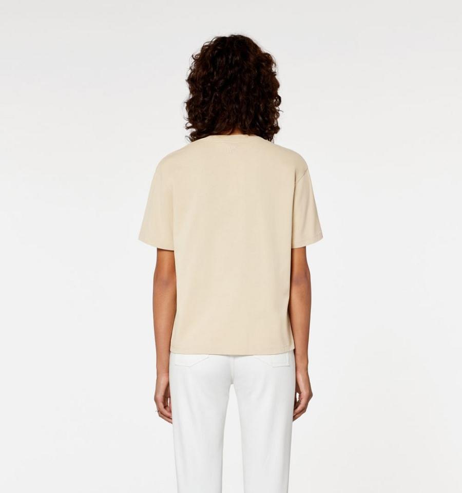 Ami Paris Ami de Coeur T Shirts Beige | ami_US186