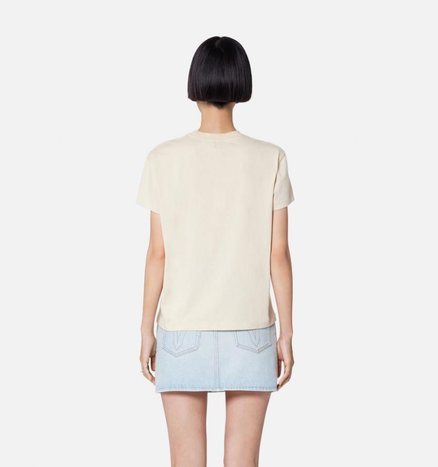 Ami Paris Ami de Coeur T Shirts Beige | ami_US621