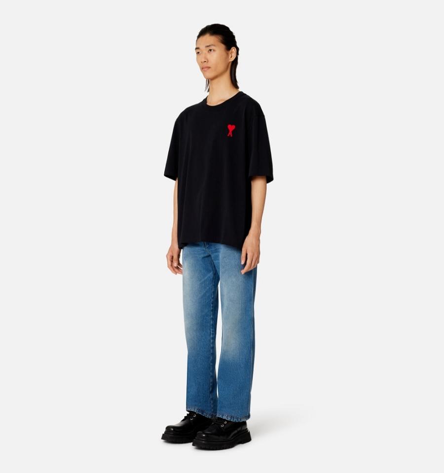 Ami Paris Ami de Coeur T Shirts Black | ami_US159