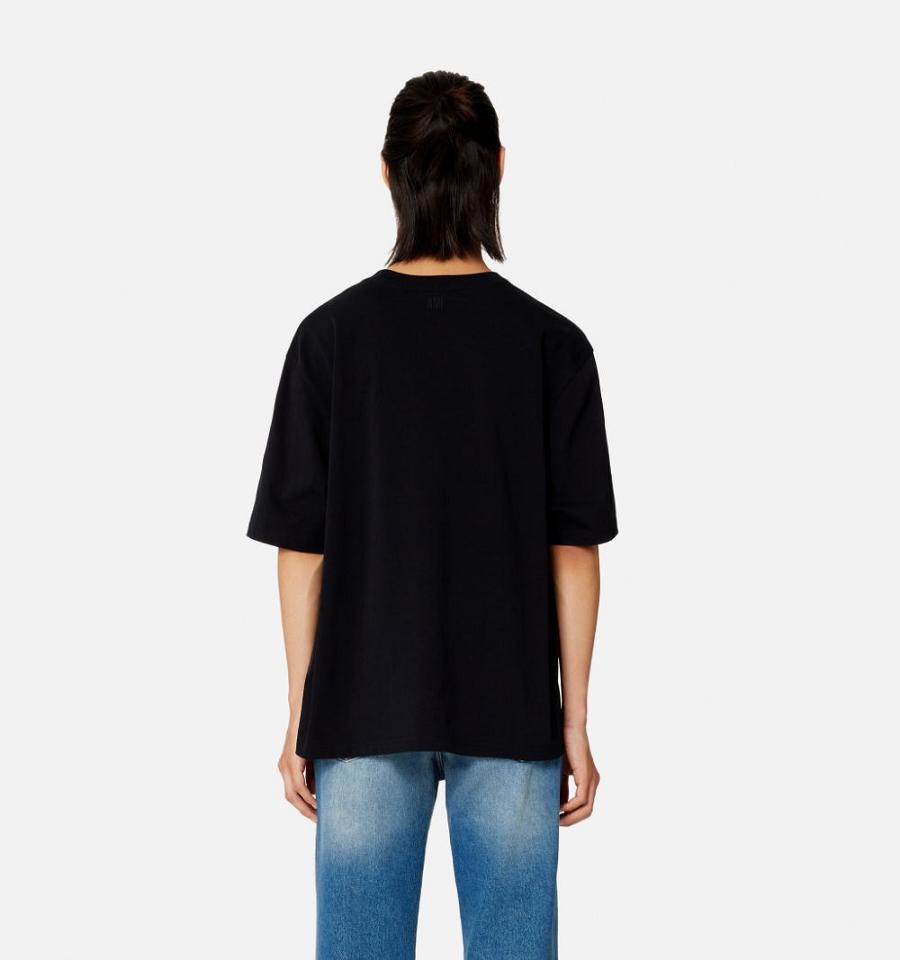 Ami Paris Ami de Coeur T Shirts Black | ami_US159