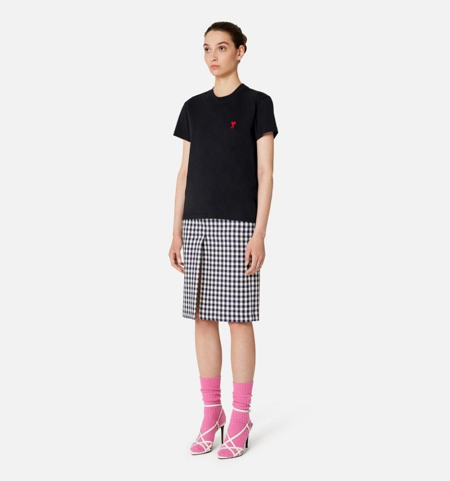 Ami Paris Ami de Coeur T Shirts Black | ami_US180