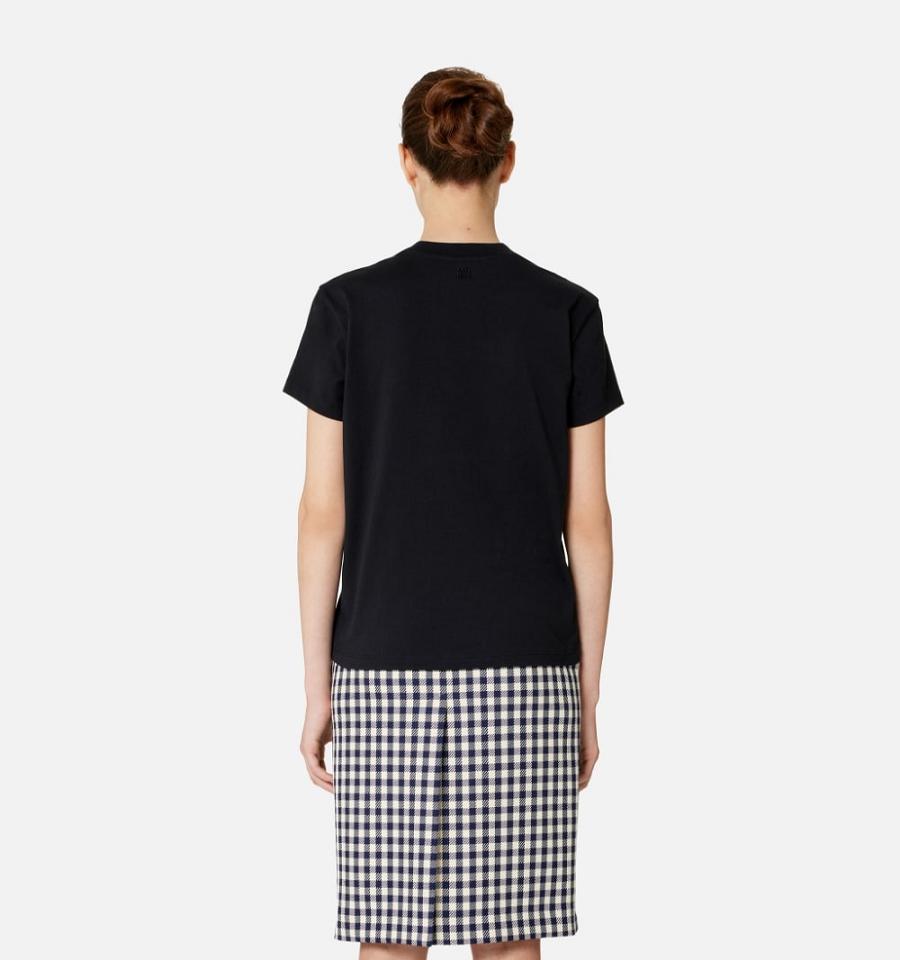 Ami Paris Ami de Coeur T Shirts Black | ami_US180