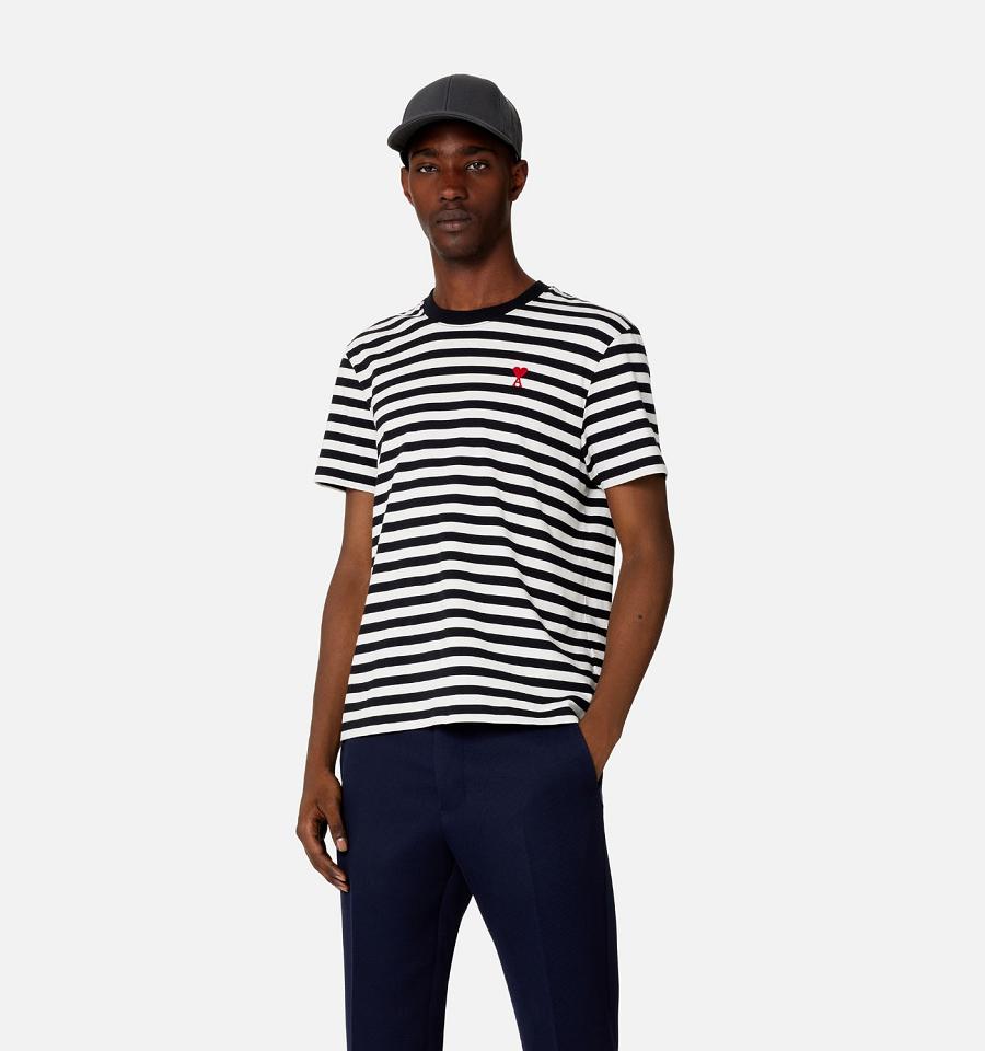 Ami Paris Ami de Coeur T Shirts Black / White | ami_US287