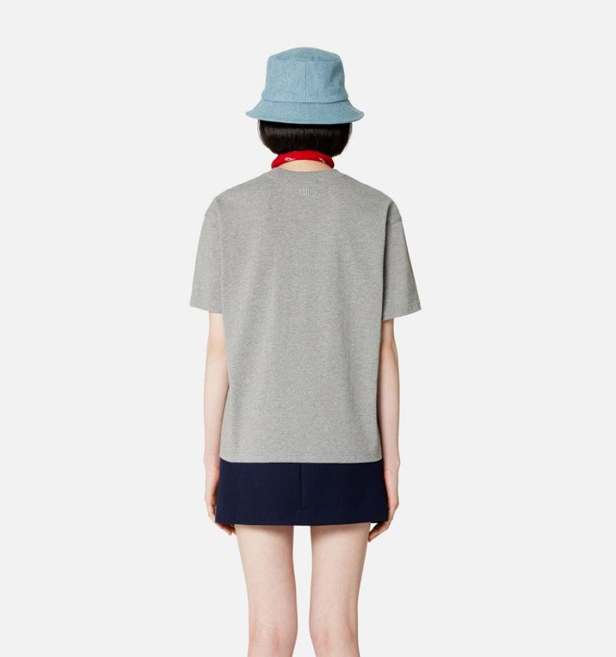 Ami Paris Ami de Coeur T Shirts Grey | ami_US357