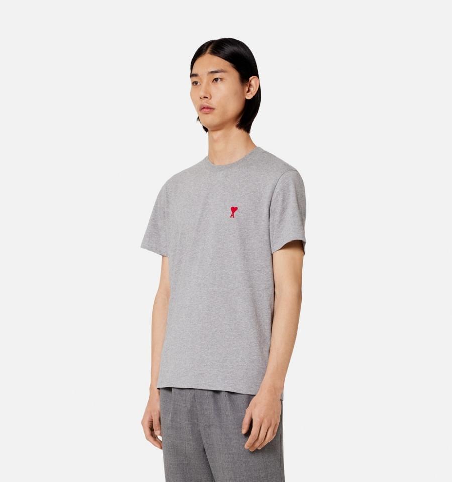 Ami Paris Ami de Coeur T Shirts Grey | ami_US542