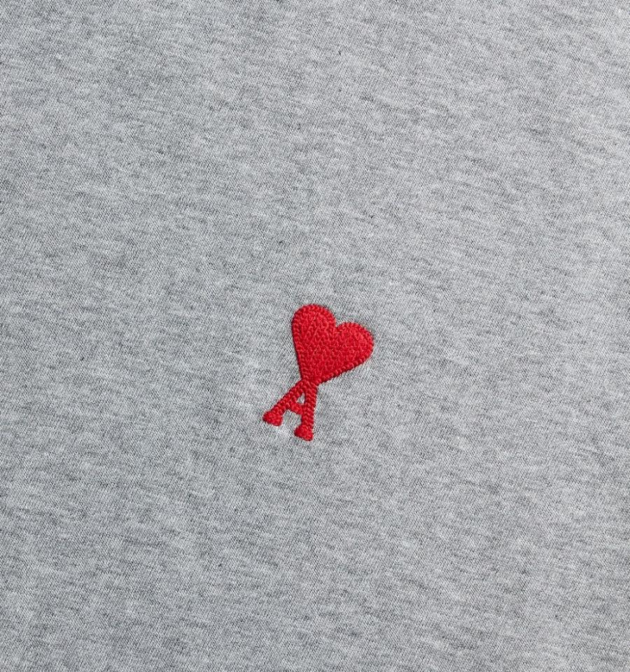 Ami Paris Ami de Coeur T Shirts Grey | ami_US542