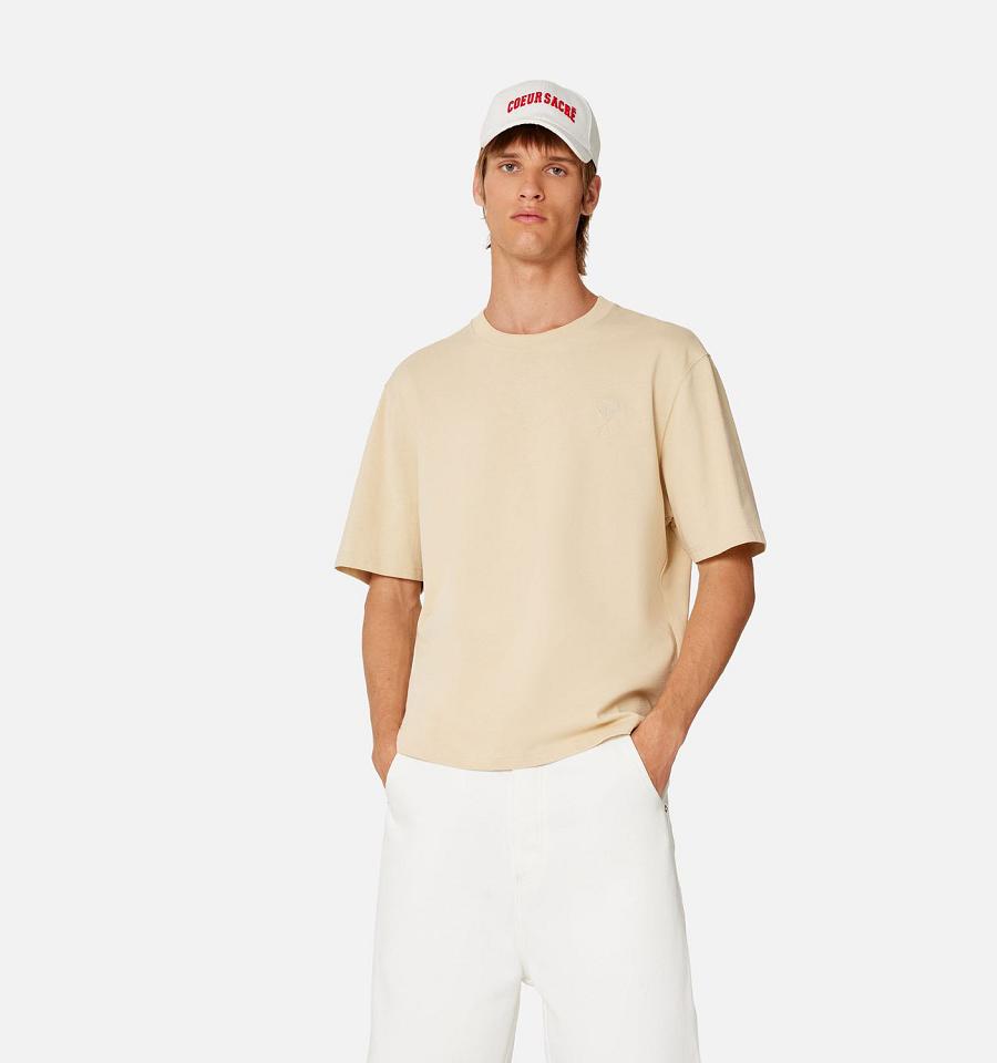 Ami Paris Ami de Coeur T Shirts Khaki | ami_US139