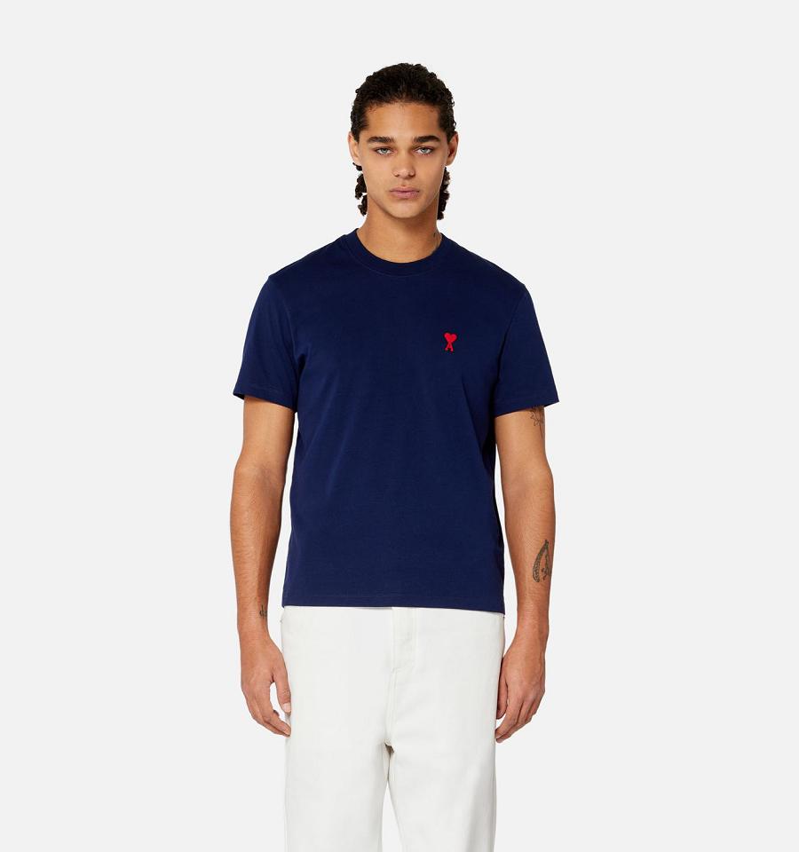 Ami Paris Ami de Coeur T Shirts Navy | ami_US149
