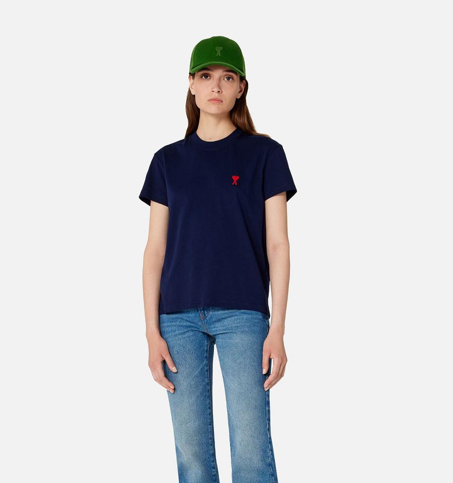Ami Paris Ami de Coeur T Shirts Navy | ami_US481