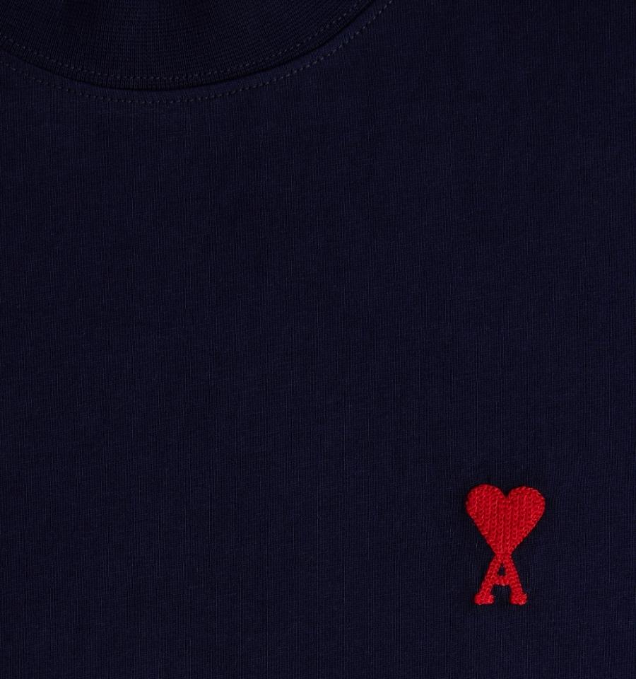 Ami Paris Ami de Coeur T Shirts Navy | ami_US481