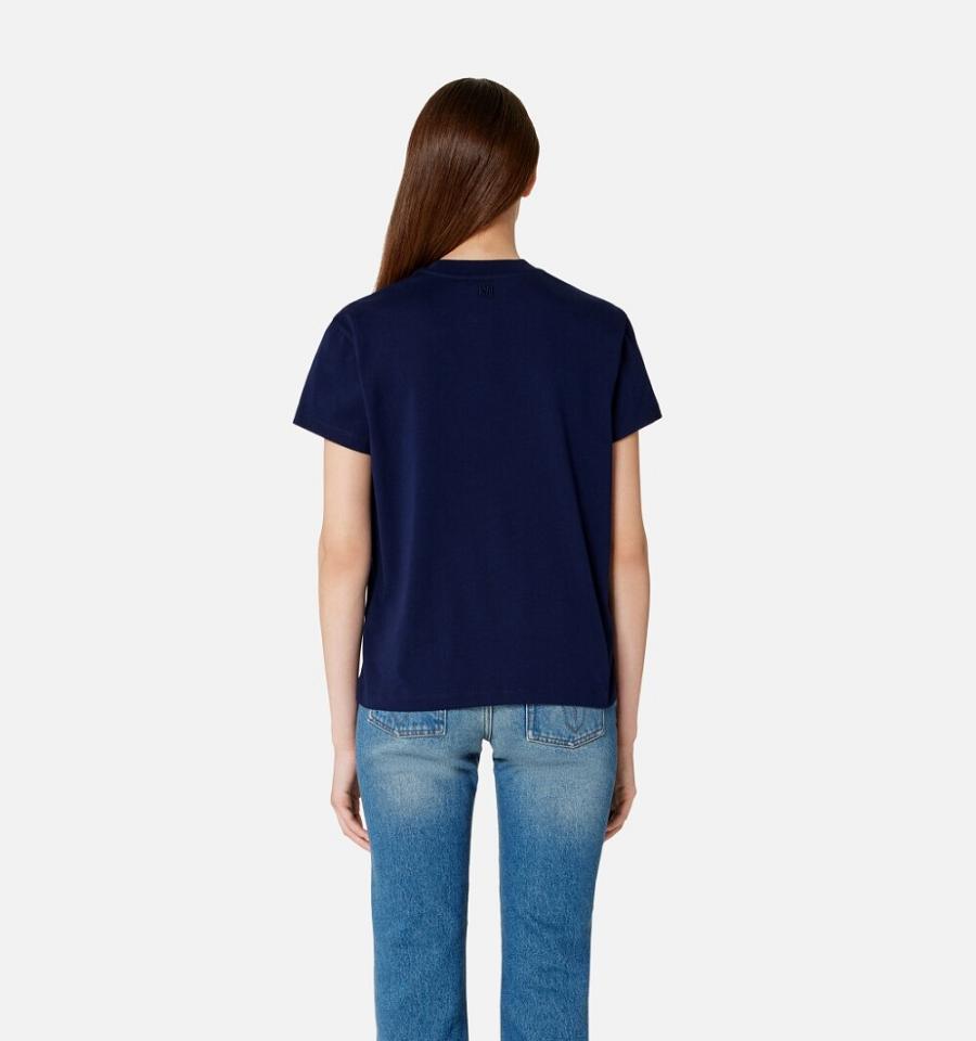 Ami Paris Ami de Coeur T Shirts Navy | ami_US481