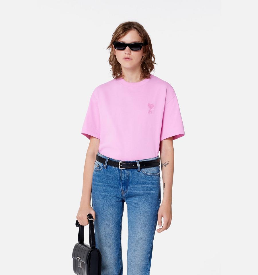 Ami Paris Ami de Coeur T Shirts Pink | ami_US392