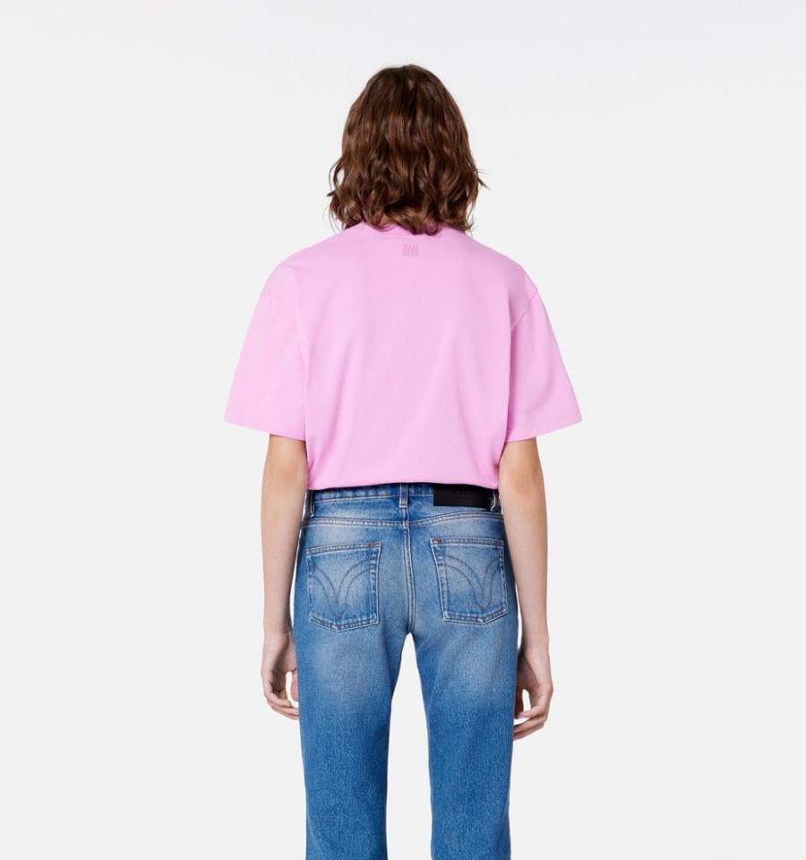 Ami Paris Ami de Coeur T Shirts Pink | ami_US392