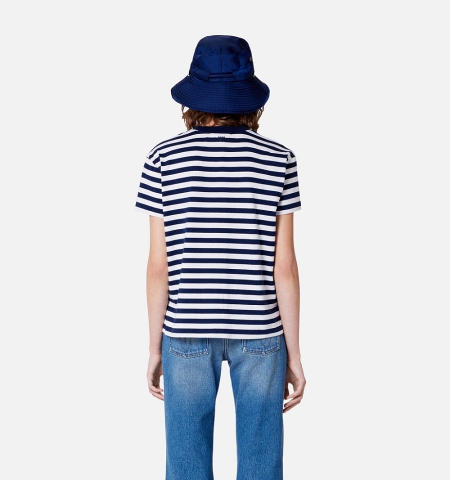 Ami Paris Ami de Coeur T Shirts White / Navy | ami_US249