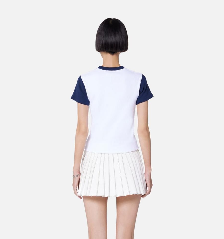 Ami Paris Bicolor Ami de Cœur T Shirts White / Navy | ami_US244