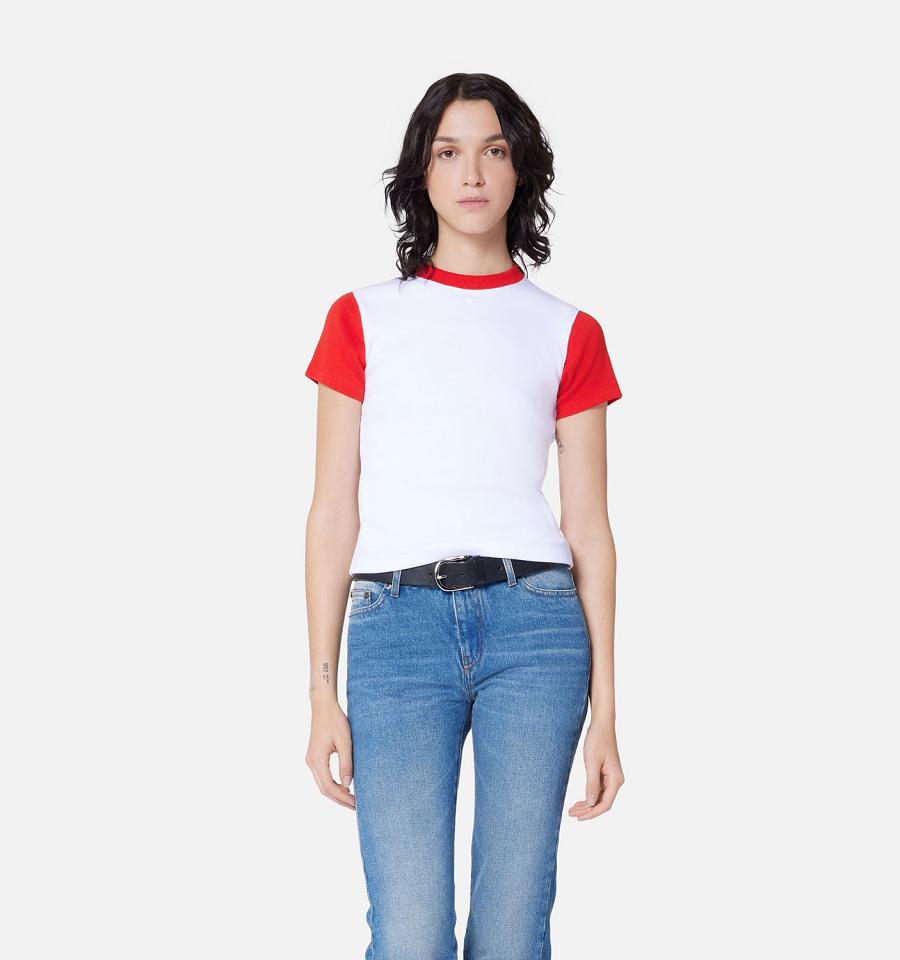 Ami Paris Bicolor Ami de Cœur T Shirts White | ami_US436