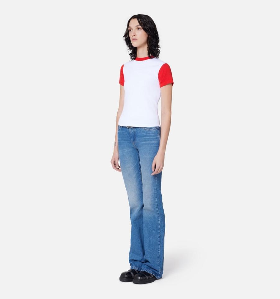 Ami Paris Bicolor Ami de Cœur T Shirts White | ami_US436