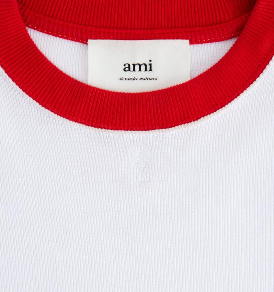 Ami Paris Bicolor Ami de Cœur T Shirts White | ami_US436