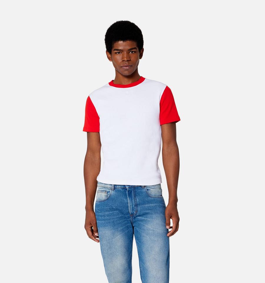 Ami Paris Bicolor Ami de Cœur T Shirts White / Red | ami_US487
