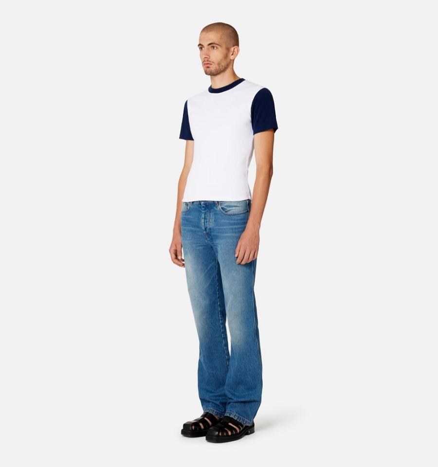 Ami Paris Bicolor Ami de Cœur T Shirts White / Navy | ami_US507