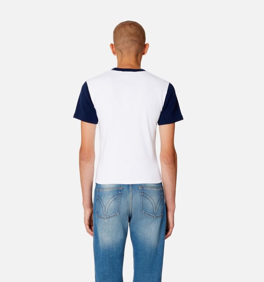 Ami Paris Bicolor Ami de Cœur T Shirts White / Navy | ami_US507