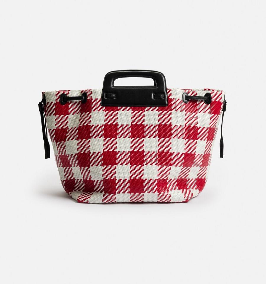 Ami Paris Braided Accordeon Basket Bags Red / White | ami_US177