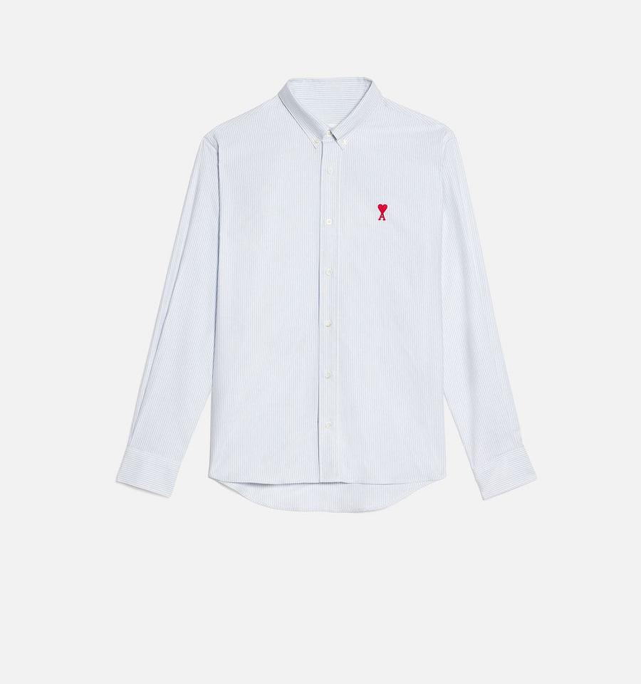 Ami Paris Button-Down Ami De Coeur Shirts Light Blue | ami_US291